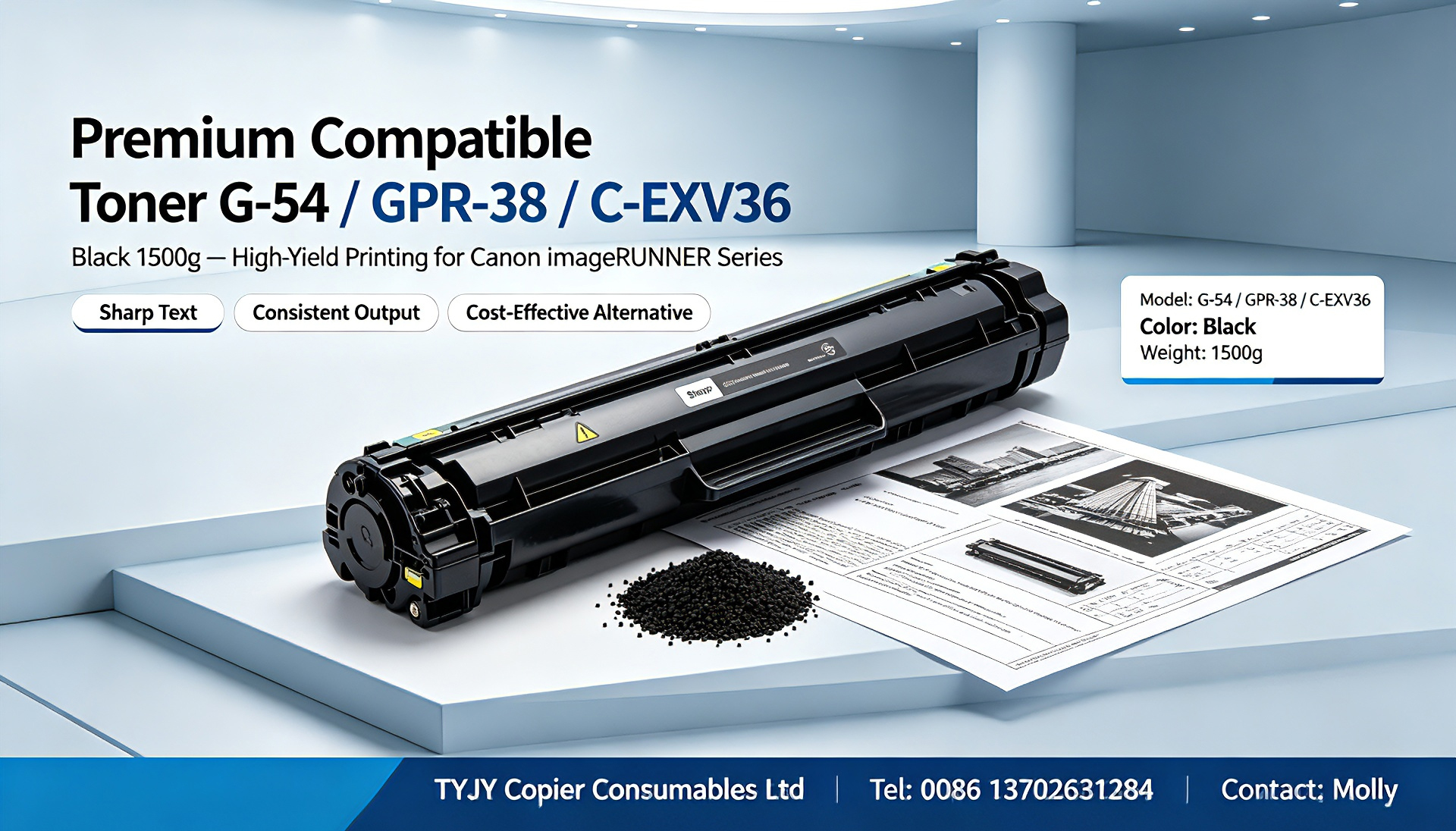 Últimos blogs da empresa sobre Premium Compatible Toner G-54 / GPR-38 / C-EXV36, Black 1500g | High-Yield Toner Cartridge for Canon imageRUNNER 6055, 6