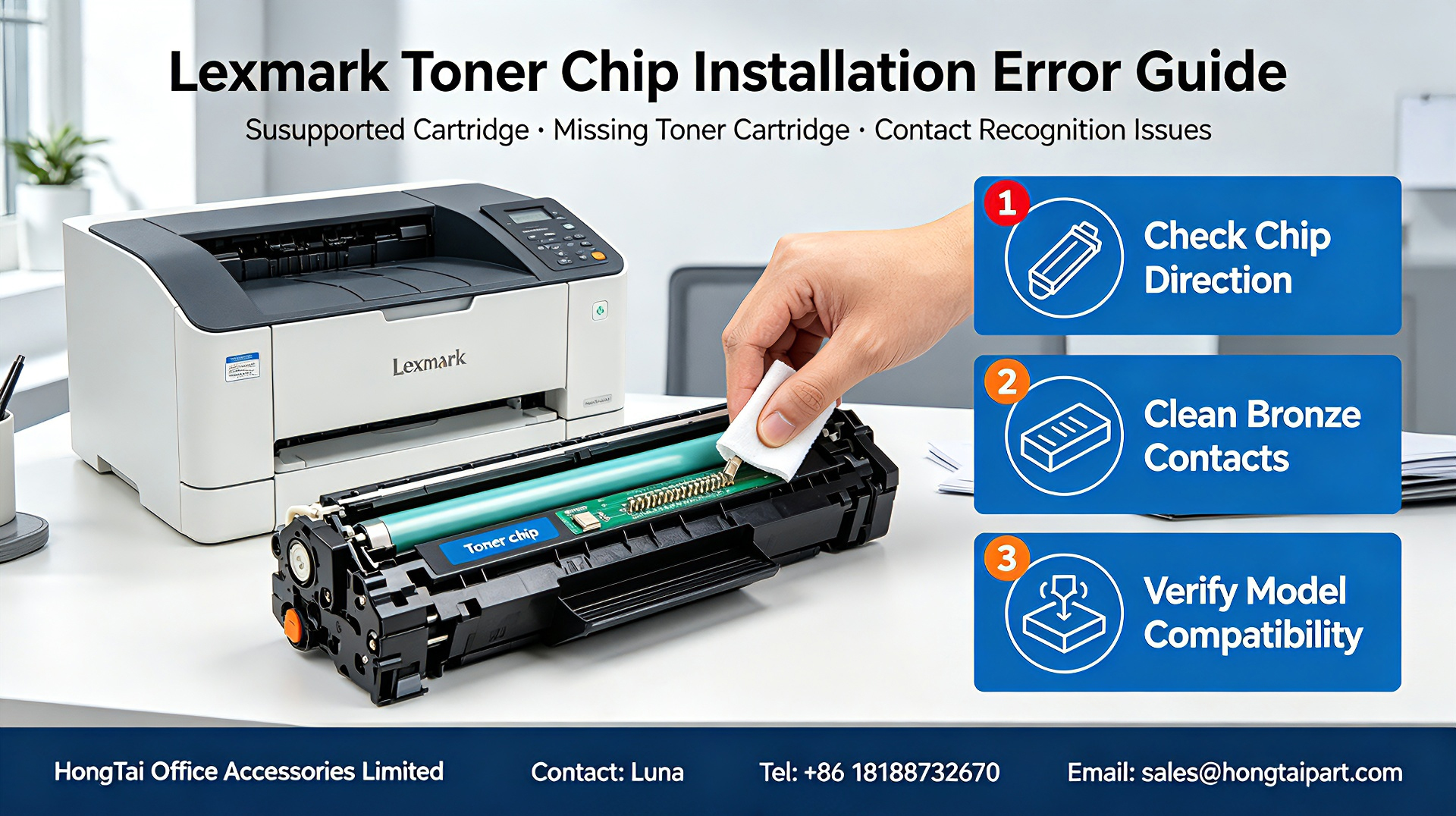 Últimos blogs da empresa sobre Lexmark Toner Chip Troubleshooting | Fix Unsupported & Missing Cartridge Errors