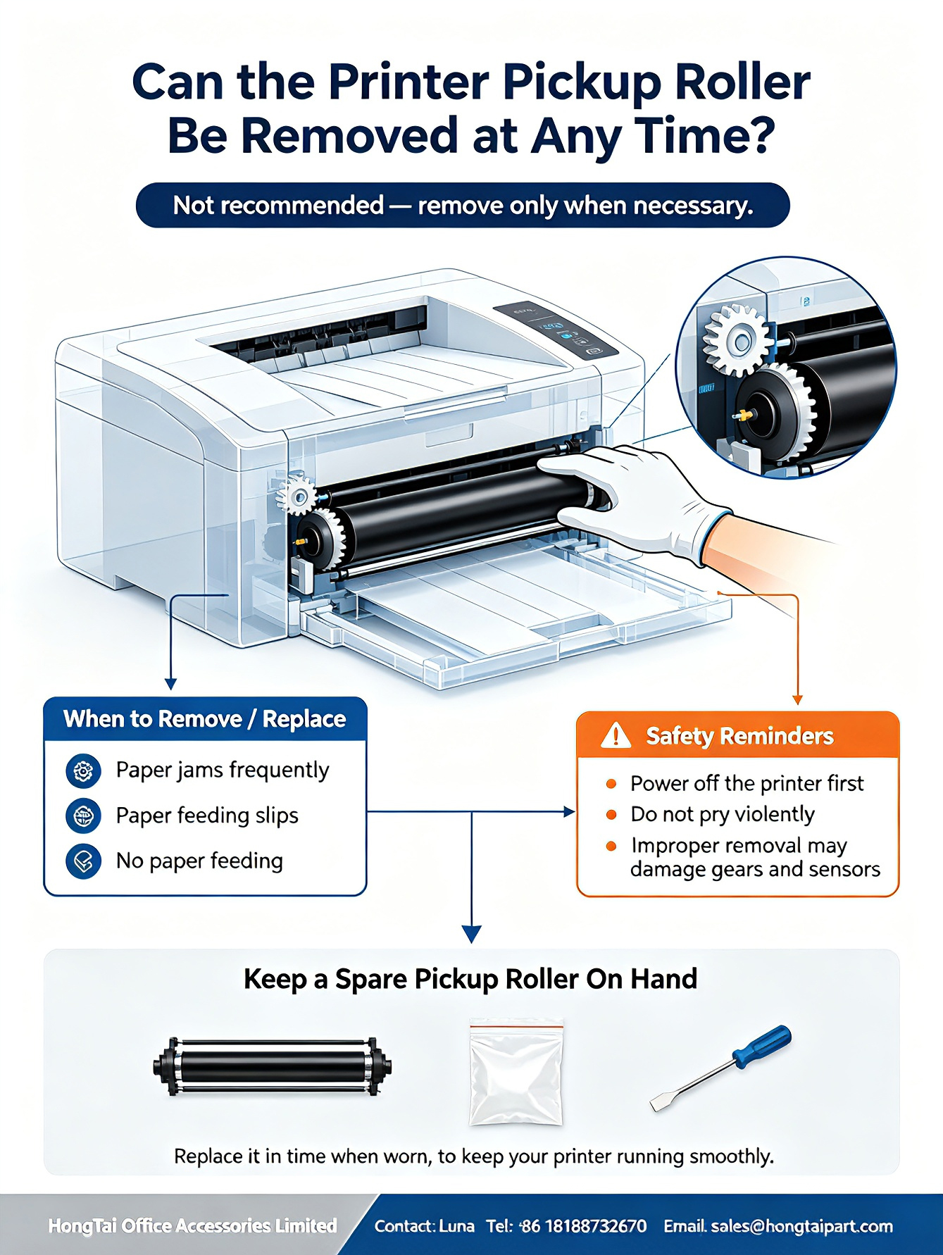 Últimos blogs da empresa sobre Can Printer Pickup Roller Be Removed At Any Time? Maintenance Guide